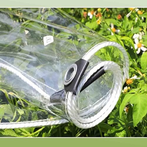 Clear Heavy Duty Tarpaulin,Waterproof PVC Plastic Tarp,Anti-Aging Insulation Soft Glass Tarpaulin,with Eyelets,Tarpaulin Protection Cover for Plants, Roofs, Pavilions,Clear-1.8×4m/5.9×13.1ft