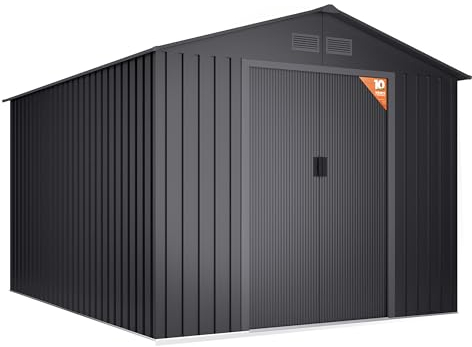 Wasabi - Caseta Grande Jardín 8,08m2 Light Anthracite – 313x258x202cm - Rejillas Anticondensación – Antracita - Puerta Corredera Doble - Cobertizo Metálico Almacenaje Exterior