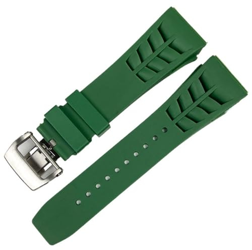 EPANO 25mm Gummi Silikon Uhrenarmband für Richard Mille Strap Edelstahl Faltschließe Blau Band Uhr Zubehör Blau Band, 25mm Black Buckle, Achat