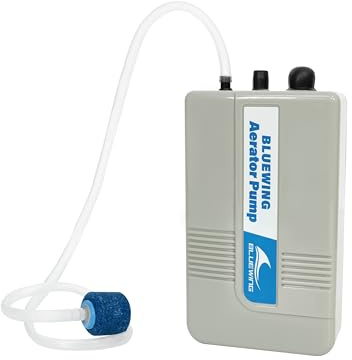 BLUEWING Aerator Pump Live Bait Pump Bubbler Aquarium Fish Tank Oxygen Air Battery Powered Portable for Outdoor Fishing