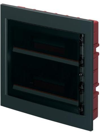 Centralino ad incasso, 36 (2x18) moduli, con morsettiera 6x10mm, nero, IP40, sportello in policarbonato fume' - Elettrocanali EC63036NE