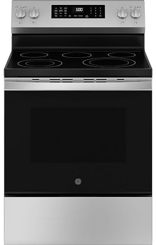 GE GRF600AVSS 30 in. 5 Burner Element Smart Free-Standing Electric Range in Stainless w/EasyWash Oven Tray & No-Preheat Air Fry