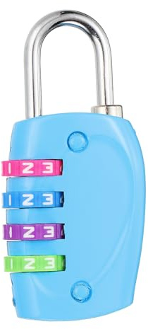 PATIKIL Cadenas à Combinaison, Cadenas Extérieur à 4 Chiffres Imperméable pour Bagages, Valise, Casier de Gym, Clôture, Boîte à Outils, Portail, Bleu avec Roue Colorée