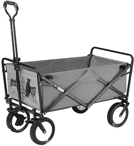 JFNHUTL Chariot Chariot Chariot Pliant Chariot de Jardin Portable avec 4 Roues Freins en Acier Chariot Pliable Chariot de Traction Chariot de Transport à Main Chariot de Camping