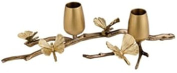 CVNIMV Display Kandelaber Metall Messing Kerzenständer Kerzenhalter Golden Ginkgo Blatt Europäischen Stil Antike Desktop Handwerk Wohnkultur Dekoration Kerzenhalter