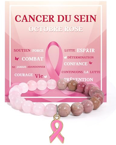 VU100 Octobre Rose Bracelet Octobre Rose Accessoires 2026 Cadeau pour Femme | Bracelet Sensibilisation au Cancer du Sein avec Cadeau pour Amis Famille Collègues