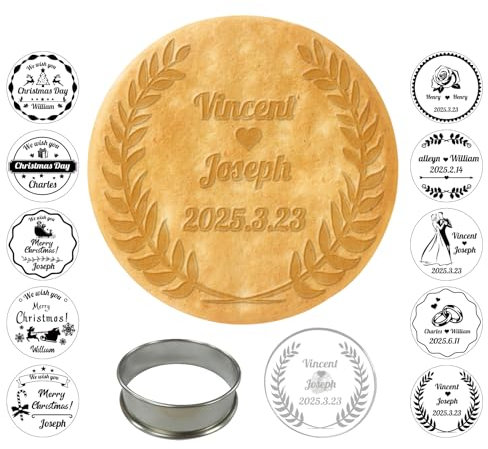 2024 Personalizzato Timbro per Biscotti a Tema Anniversario/Matrimonio con Testo, 3D Design Stampo da Forno Personalizzati, Regalo per Fornai/Appassionati di Pasticceria