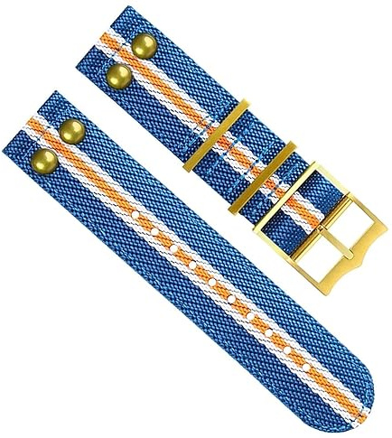 hoosouk 22 mm Nylon-Canvas-Armband für Tudor-Stoffarmband, Nietenarmband(A22 gold buckle)