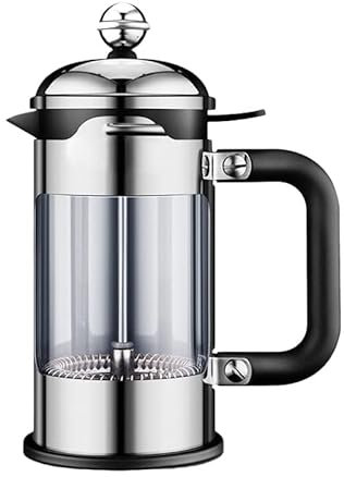 Cafetera de prensa francesa de acero inoxidable con taza de filtro de vidrio resistente al calor, uso doméstico, lavar a mano solamente