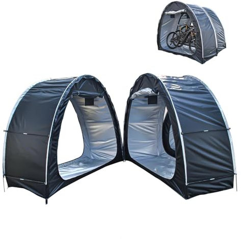 Outdoor Bike Storage Rack for 2 Bikes Spliceable Design with 210D Oxford Fabric Waterproof Outdoor Shed for Bikes Black