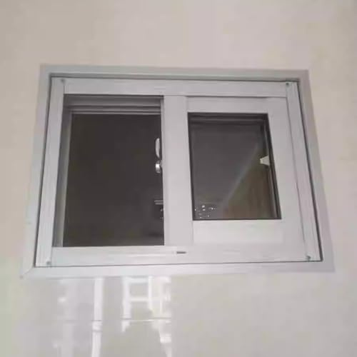 Ventana pequeña de ventilación blanca para sótano de baño con cerradura y pantalla, ventana deslizante horizontal de tamaño personalizado (ancho x alto 50 x 30 cm)