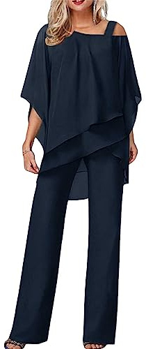 Generico Combinaison femme élégante cérémonie 2 pièces pantalon large mode décontractée complète confortable couleur unie Playsuit chic pour les mariages