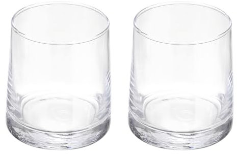 QUARKZMAN 2pz Bicchieri da Whiskey 8.5oz Bicchieri Rocks Trasparenti per Whiskey Rum Bicchieri Old Fashioned per Cocktail Birra a Casa Bar Compleanni Anniversari di Matrimonio, Trasparente