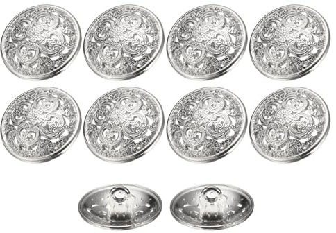 sourcing map 10pcs 28L Metal Round Hollow Sewing Buttons 18mm 11/16 Zinc Alloy Clothes Craft Replacement Button for Men Women Coat Uniform Shirt Suit, Silver Tone