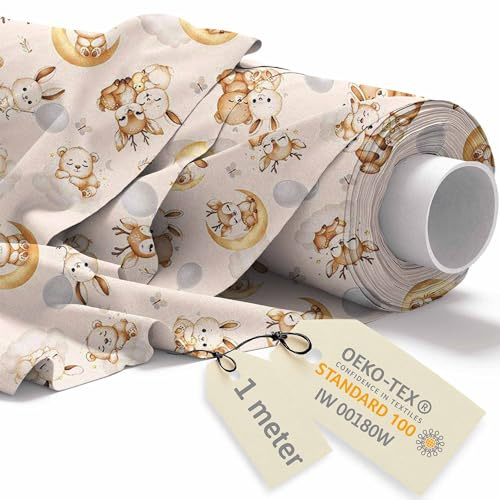 DreamRoots Baumwollstoff Meterware, Starry Hugs, 1 m