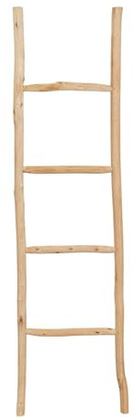 Biscottini Scaletta porta asciugamani bagno 130x4x33 - Scala Decorativa in Legno - Scala portasciugamani - Scaletta legno appendi asciugamani - Scaletta portasciugamani da parete Metallo, Bambu