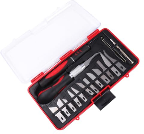 Angoily Set di 16 Pezzi Sgorbie da Intaglio in Acciaio al Carbonio Impugnatura Confortevole per Lavorazione Legno e Modellismo Artigianale
