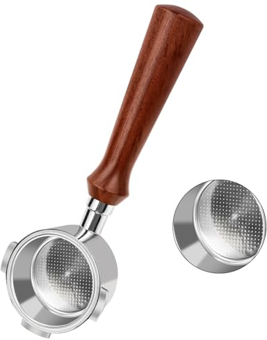PHILORN Kaffeepresse 58 mm mit Silikonmatte, Kaffeepresse mit Holzgriff für Haushalt und Büro, Edelstahl-Espressopresse für Barista-Maschinen