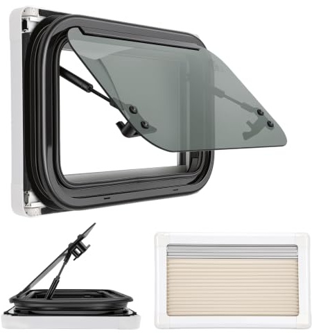 LKHDONG Fenêtre latérale pour camping-car 500 x 300 mm, fenêtre basculante à 85°, fenêtre latérale avec écran de fenêtre, fenêtre extérieure à pousser pour caravane, camping-car, camping-car