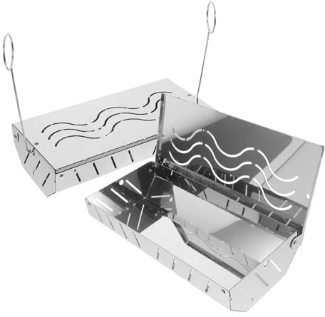 DECOMELODY 2piezas Cajas Ahumado Acero Astillas Madera Accesorios Barbacoa Gas Fácil De Usar Portátil