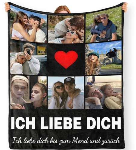 Bemaystar Personalisierte Decke mit Foto – Personalisierte Geschenke, Personalisierte Foto - Decke für Familie, Paare, Muttertag und Vatertag – bis zu 8 Fotos