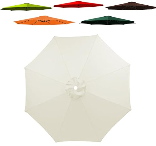 Terrassenschirm Ersatzdach,sonnenschirmbezug 8 Streben UV-Schutz Ampelschirm Bezug Ersatz Sonnenschirm Stoffbezug, Ersatzbezug Ersatz-Regenschirmstoff Ersatzbespannung(Weiß,200cm)