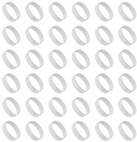 sourcing map 60Pcs Silicone Rubber Bands,17mm/0.7 Rubber Bands Rings Cable Ties Strong Elastic Bands Non-Slip for Cord Wrapping Bag Wraps, White