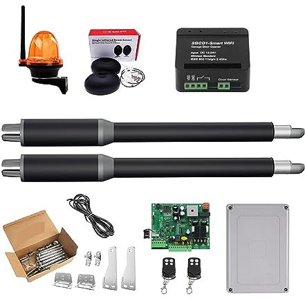 Kit d'ouverture de portail électrique, ouvre-porte automatique avec actionneur linéaire et opérateur GSM, système complet d'ouverture de porte avec lumière et bouton, pour usage résidentiel et