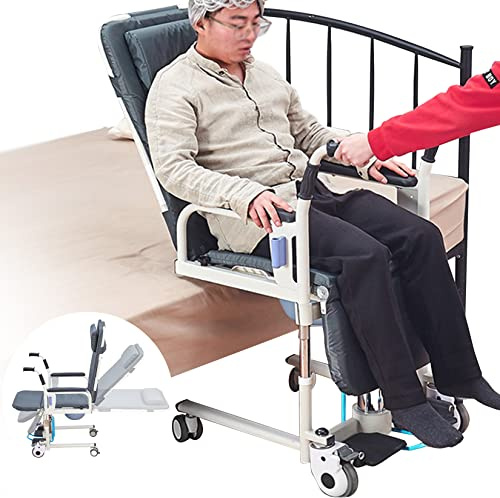 Sedia da trasferimento per pazienti con paralisi totale, sollevatore idraulico 5 in 1, solleva vasca, doccia per disabili, altezza regolabile, comoda per anziani, portata 150 kg.