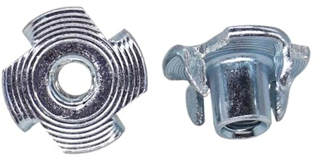 SKIR'CO (60 pièces) Écrous en T M4 en acier zingué, écrous en T à quatre griffes, inserts filetés M4 pour meubles, DIN 1624