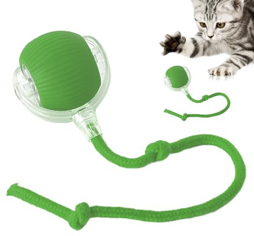 Genérico Interactivo - Pelota Eléctrica para Gatos con Cuerda | Pelota Interactiva para Gatos | Multifuncional Inteligente Interactiva Esfera Rodante para Todos Los Suelos Y Alfombras
