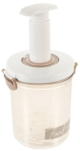 HOLIDYOYO Vacuum Seal Container 1.45l Plastic with Hand Pump Beige | Food Storage Jar, Keeps Contents Dry and Reduces Odour, Lid Included for Refrigerator or Lunch Bag Use