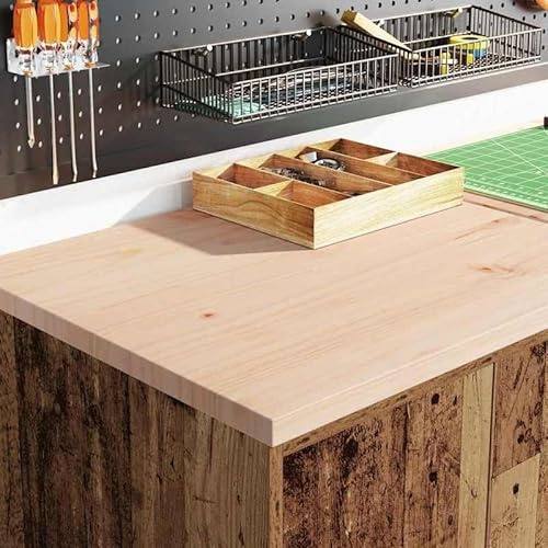 Eleganz Lot de 2 armoires de garage aspect bois vieilli en bois brut et plan de travail en pin massif (non traité) – Solution de rangement stable pour atelier, garage et commerce