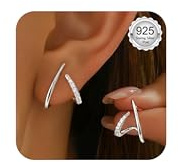 Diamday Pendientes Mujer Oro/Plata Pendientes Post Plata de Ley 925 Hipoalergeni Stud Hoop para Oídos Sensibles Pequeño Minimalista Pendiente Joyería Moda Regalos