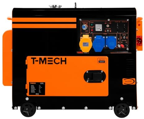 Générateur Diesel Silencieux Monophasé Groupe Életrogène Urgence Chantier Construction Panne d'Électricité 230V 6 kVA 16 h 30 Utilisation Continue ATS Intégré [Clés Démarrage & Entonnoir INCLUS]