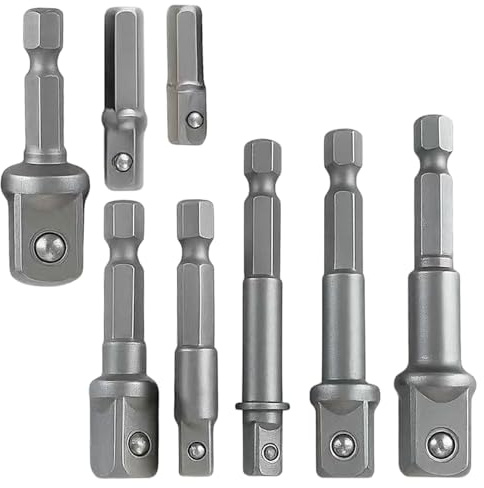 8PCS Adaptateurs de Douille à Choc et Adaptateurs de Douille, Adattatore a Bussola, Adaptateur Hexagonal 1/4, Porte-Douilles pour Perceuse Visseuse et Clés à Choc