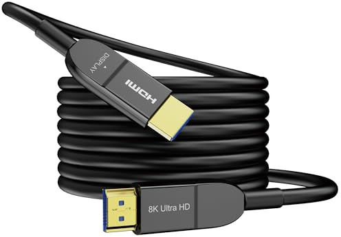 Anehmeta Cavo HDMI in fibra ottica 8K 30 metri, cavo HDMI 2.1 lungo attivo 48 Gbps Ultra High Speed 8 K @60 Hz 4K @120Hz HDR10 eARC 3D HDCP 2.3 compatibile con laptop, monitor, PS5, PS4, Xbox, HDTV