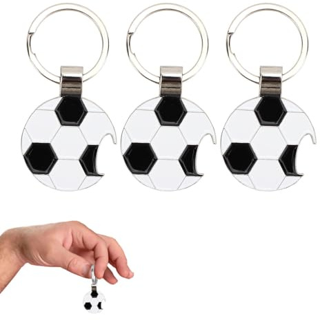 KIUEZIR 3 Packs Bottle Opener Keyring, Durable Stainless Steel Alloy Material, Novelty Home Bar Presents for Men, Funny Beer Bottle Opener for Bars, Home, Kitchen, Party & Festivals - Football Shaped