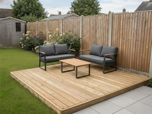 eDecks Standard Redwood Decking Kit - 145mm Deck Boards with Joists & Fixings - 3.6m x 3.6m No Handrails