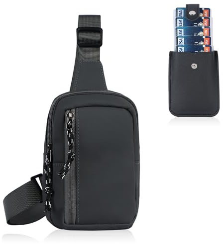 Kleine Umhängetasche Herren Damen, Sling Chest Crossbody Bag mit Kartenetui | Brusttasche Schultertasche Wasserdicht Klein Umhängetasche Sling Bag Tasche die Outdoor-Sportarten Wandern Reisen und Arbeit