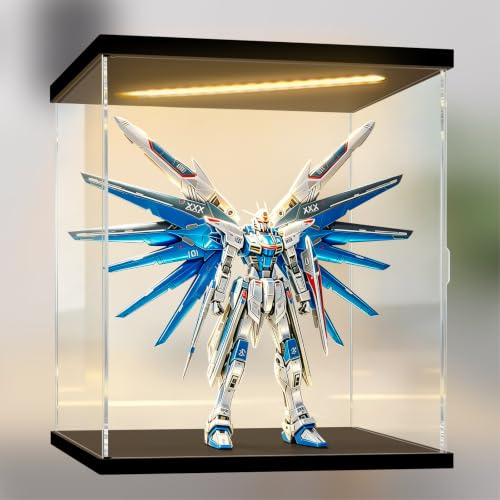 Naconmlet Acryl Vitrine Schaukasten mit LED Beleuchtung, Transparente Actionfiguren Vitrine mit Tür, Display Case Box für Collectibles und Sammlerobjekte(30x30x35cm)
