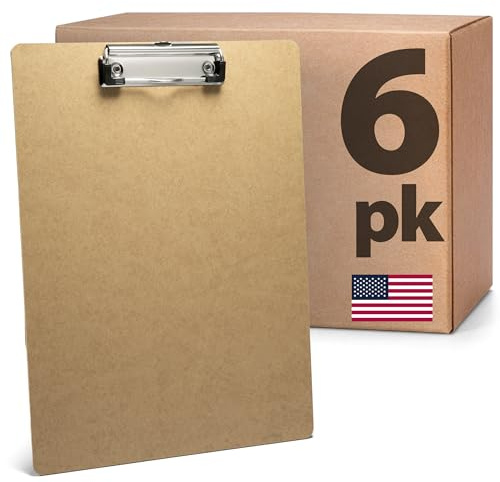 Officemate Recycled Wood Clipboards, Low Profile Clip, 6 Pack Clipboards, Letter Size (9 x 12.5 Inches), Brown (83806)