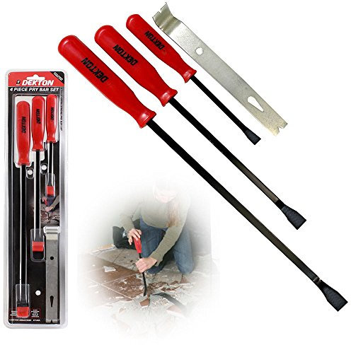 Dekton 4pc Pry Bar Lever Set Carbon Steel Heavy Duty Tough Grip Wrecking Crowbar Long
