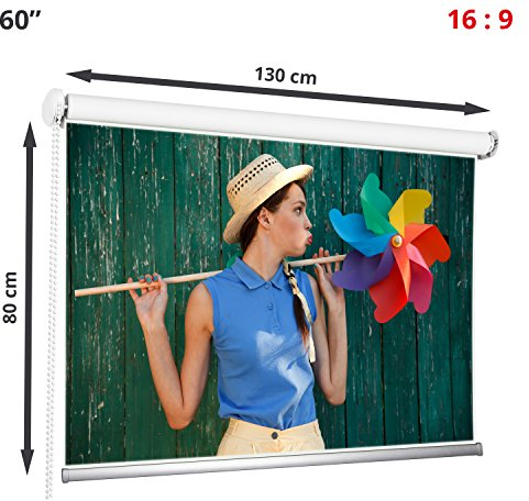 Rollmaxxx 60 Beamerleinwand 130x80 16:9 Matt Weiß
