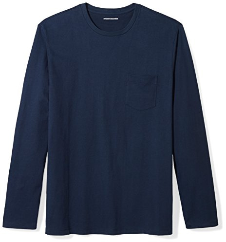 Amazon Essentials Camiseta de Manga Larga de Ajuste Normal Hombre, Azul Marino, L