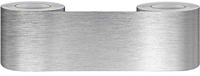 WYLNEP Bordure de papier peint Frise Murale Adhesive Bordure Papier Peint Frise Autocollante pour Cuisine,Salle de Bains, Plafond, Salon, Chambre Décoration Murale Couleur argent brossé 5cm X 1000cm