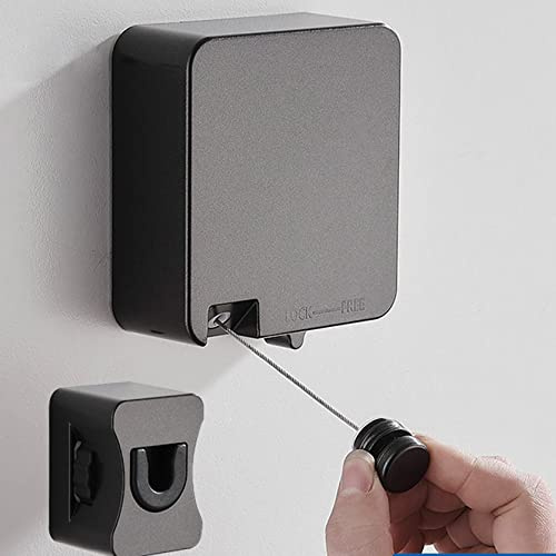Tendedero Retráctil de 19,68 pies/6 Metros, Cuerdas para Tender la Ropa retráctil Resistente montado en la Pared con Cuerda de Alambre de Acero Inoxidable 304,Interior y Exterior,Black