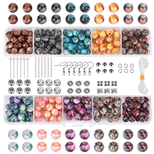 Latawon 8mm Crystal Bracelet and Earring Necklace Making Kit, DIY Stone and Natural Beads Kit