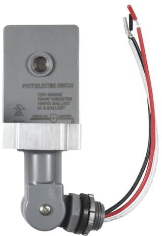 HQRP Photocell Thermal Type Light Sensor Stem and Swivel Mount Dusk to Dawn Hardwired Switch Photoelectric Control for Barn Lights Outdoor, Back Yard Lightening, Outdoor Lighting, etc.