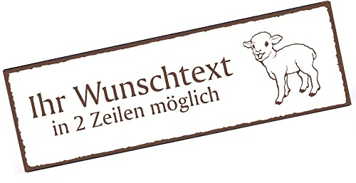 Türschild Lamm Namensschild personalisiert mit Gravur- 150mm x 50mm - selbstklebend